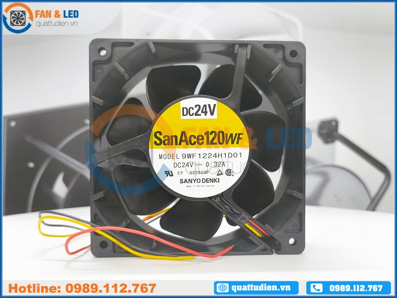 Quạt DC Sanyo Denki 9WF1224H1D01, 24VDC, 120x120x38 mm Quạt DC Sanyo Denki 9WF1224H1D01, 24VDC, 120x120x38 mm