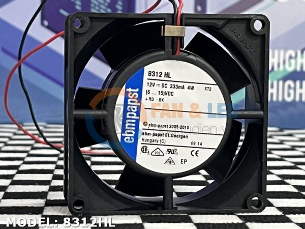 Quạt EBM-PAPST 8312 HL, 12VDC, 80x80x32mm