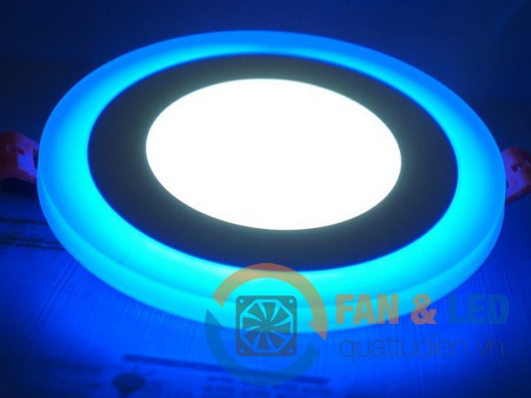 Đèn LED âm trần 9W tròn, viền xanh