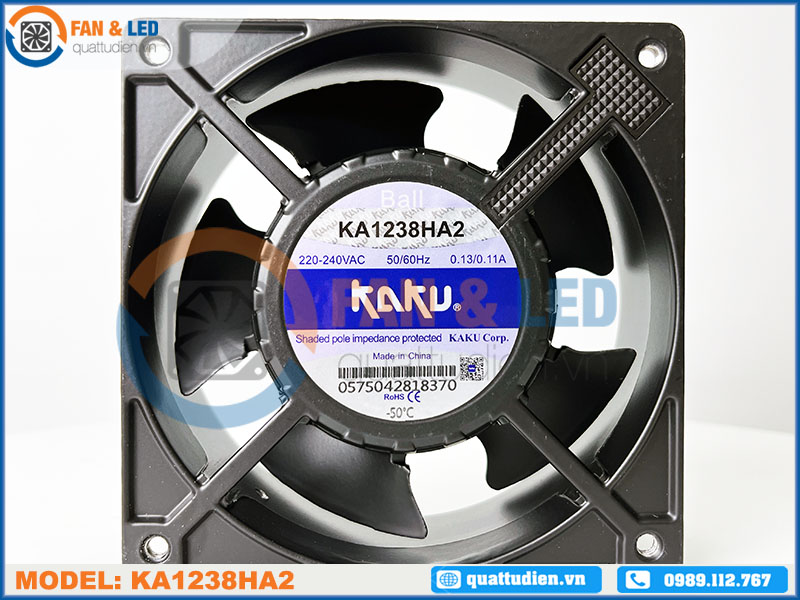 Quạt KAKU KA1238HA2, 220-240VAC, 120x120x38mm trục Ball