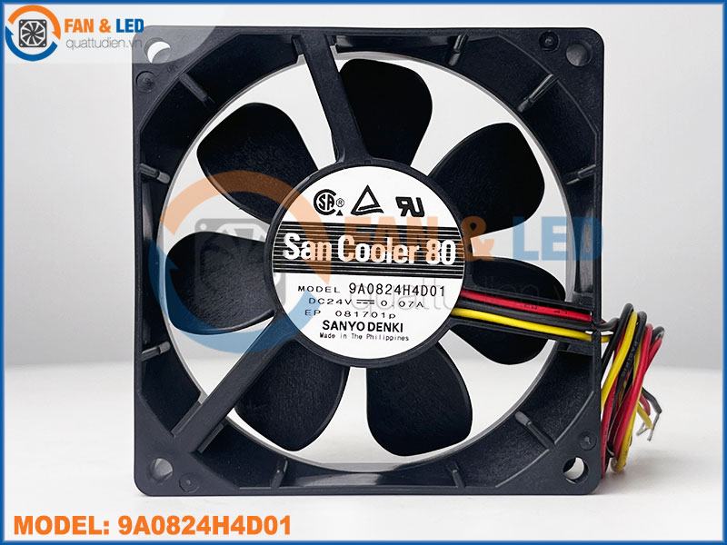 Quạt SANYO DENKI 9A0824H4D01, 24VDC, 80x80x25mm