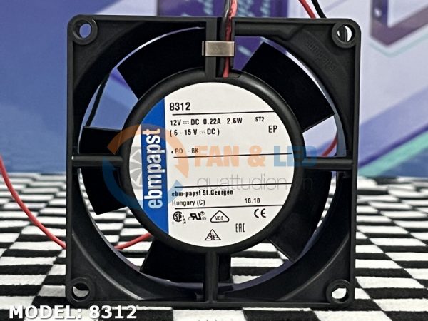 Quạt EBMPAPST 8312, 12VDC, 80x80x32mm
