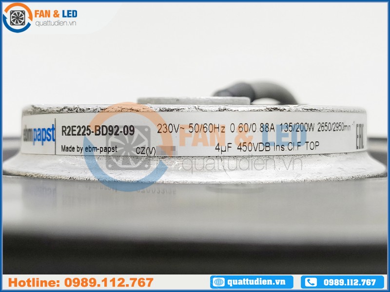 Quạt EBMPAPST R2E225-BD92-09, 230VAC, 225x225x99mm