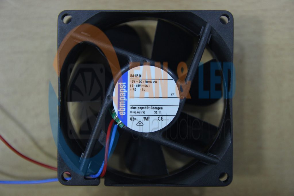 Quạt EBMPAPST 8412 N, 12VDC, 80x80x25mm