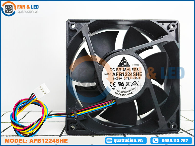 Quạt DELTA AFB1224SHE, 24VDC, 120x120x38mm 4 dây