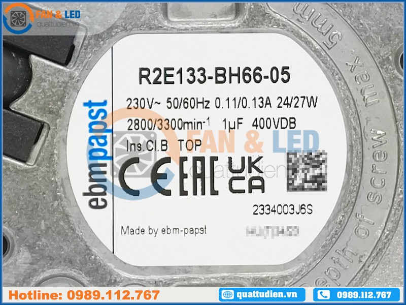 Quạt hút EBMPAPST R2E133-BH66-05, 230VAC, 133mm
