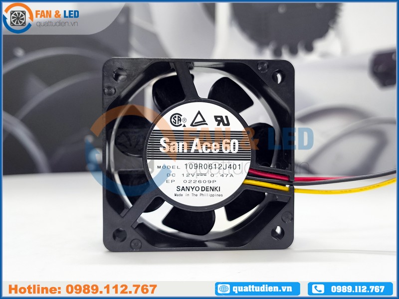 Quạt SANYO DENKI 109R0612J401, 12VDC, 60x60x25mm