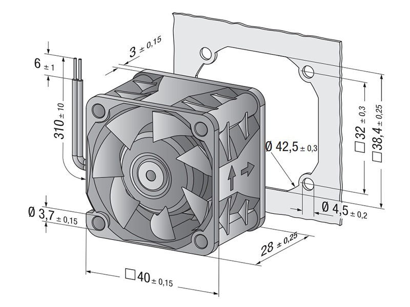 Quạt hút EBMPAPST 424JH, 24VDC, 40x40x28mm