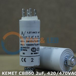 Tụ điện KEMET CBB60 2uF, 420-470VAC Giắc cắm có ốc bắt