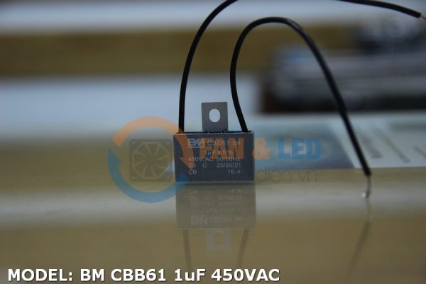 Tụ điện BM CBB61 1uF, 450VAC Dây cắm