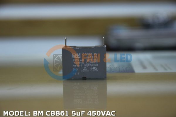 Tụ điện BM CBB61 5uF, 450VAC Giắc cắm