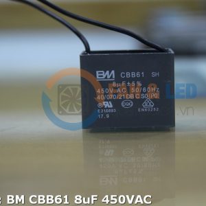 Tụ điện BM CBB61 8uF, 450VAC Dây cắm