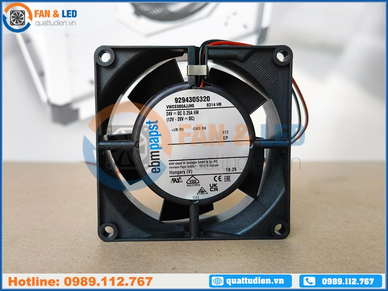 Quạt EBMPAPST 8314HR, 24VDC, 80x80x32mm