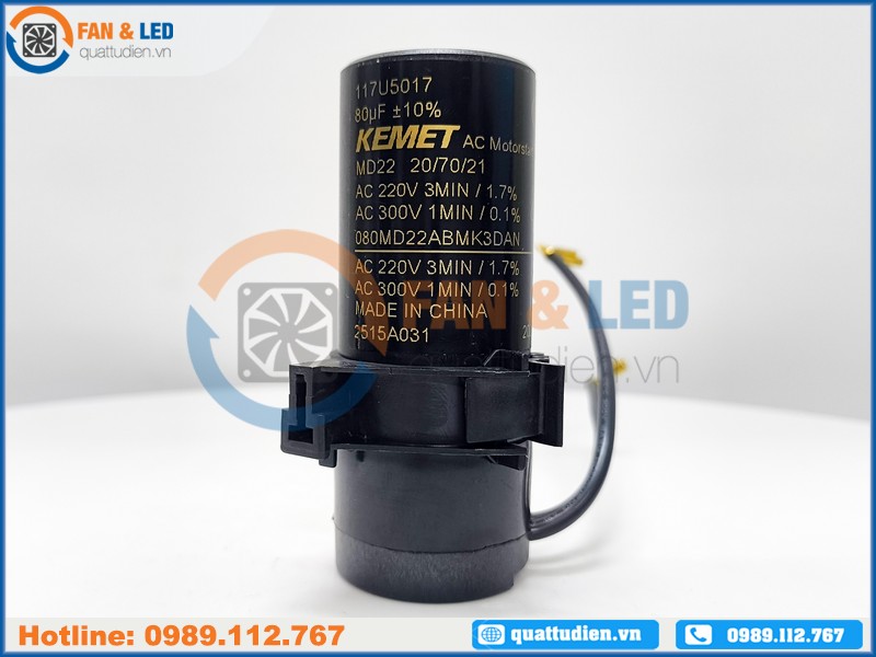 Tụ điện KEMET 080MD22ABMK3DAN, 80uF, 220/300VAC