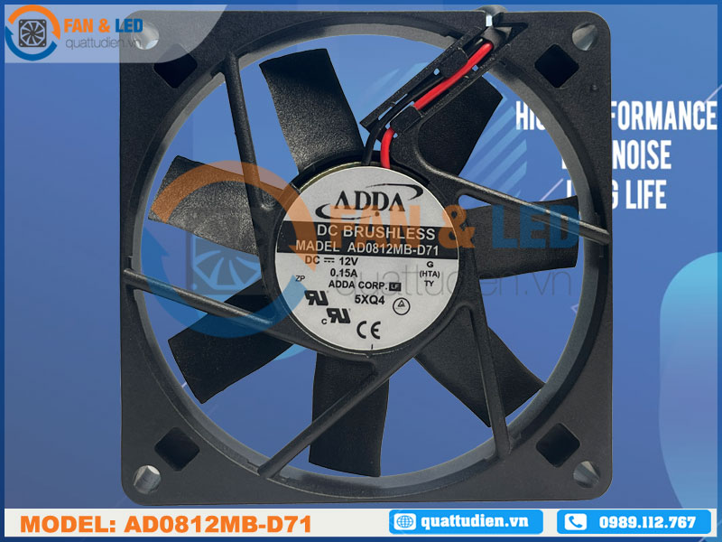 Quạt ADDA AD0812MB-D71, 12VDC, 80x80x15mm