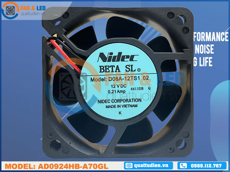 Quạt NIDEC D06A-12TS1 02, 12VDC, 60x60x25mm