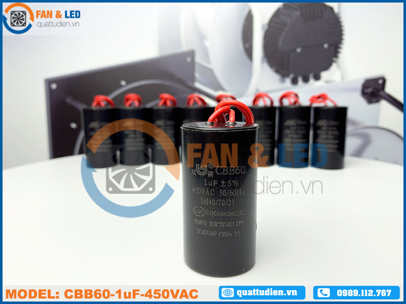 Tụ điện CBB60 1uF, 450VAC Dây cắm