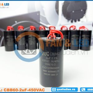 Tụ điện CBB60 2uF, 450VAC Dây cắm