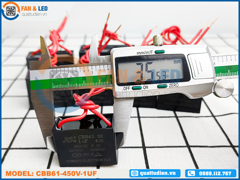 Tụ điện CBB61 1uF, 450VAC Dây cắm