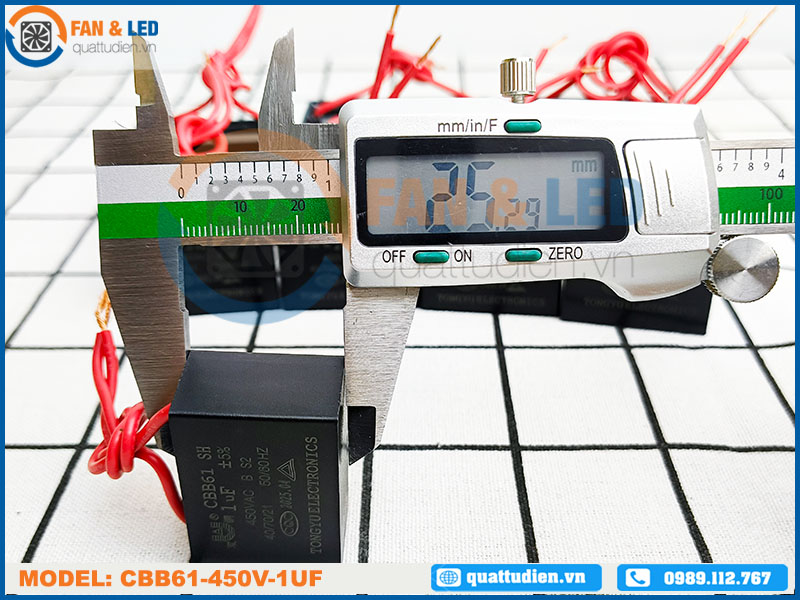 Tụ điện CBB61 1uF, 450VAC Dây cắm