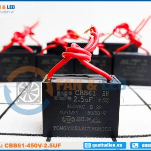 Tụ điện CBB61 2.5uF, 450VAC Dây cắm