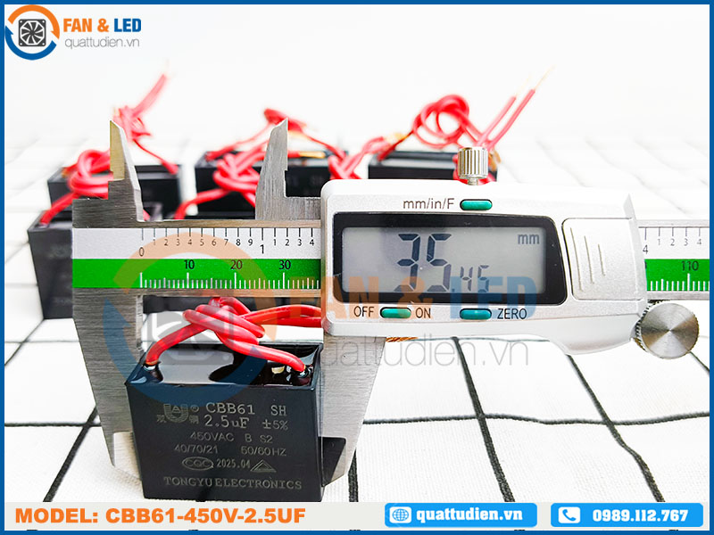 Tụ điện CBB61 2.5uF, 450VAC Dây cắm