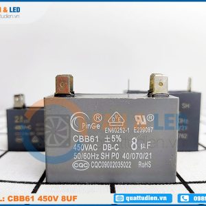 Tụ điện CBB61 8uF, 450VAC Giắc cắm