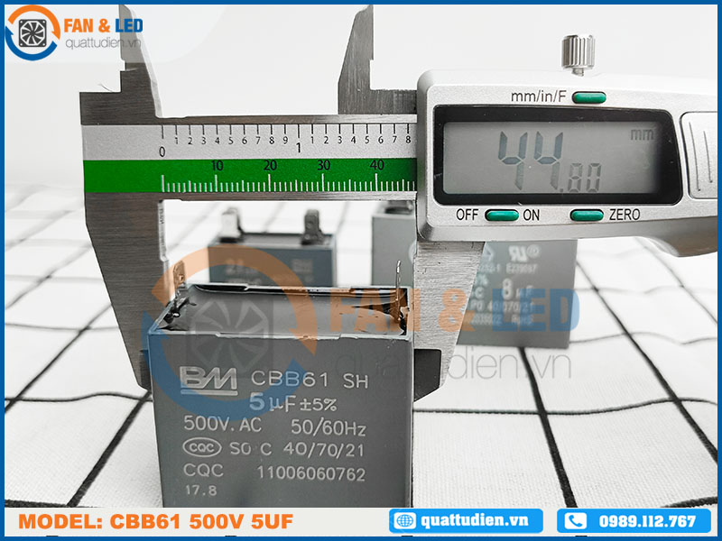 Tụ điện BM CBB61 5uF, 500VAC Giắc cắm