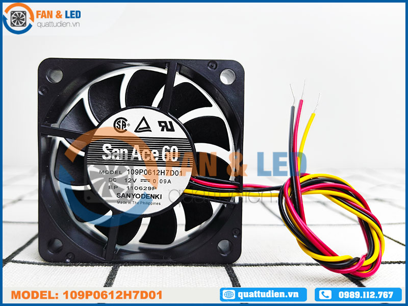 Quạt biến tần SANYO DENKI 109P0612H7D01, 12VDC, 60x60x15mm