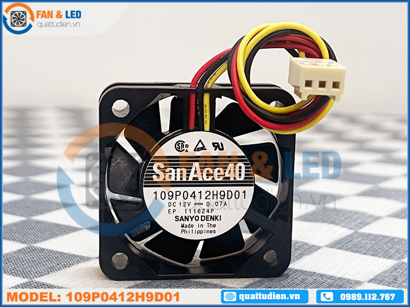 Quạt biến tần SANYO DENKI 109P0412H9D01, 12VDC, 40x40x10mm
