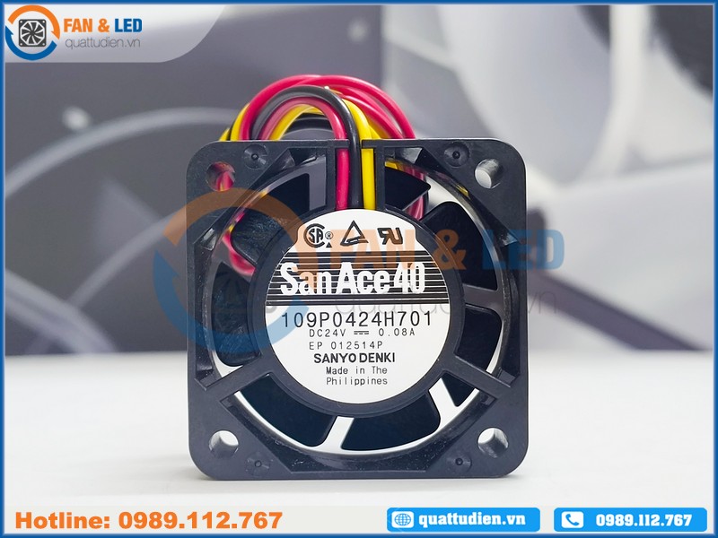 Quạt SANYO DENKI 109P0424H701, 24VDC, 40x40x15mm