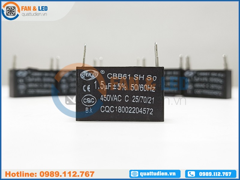 Tụ điện SENJU CBB61 1.5uF, 450VAC Giắc cắm