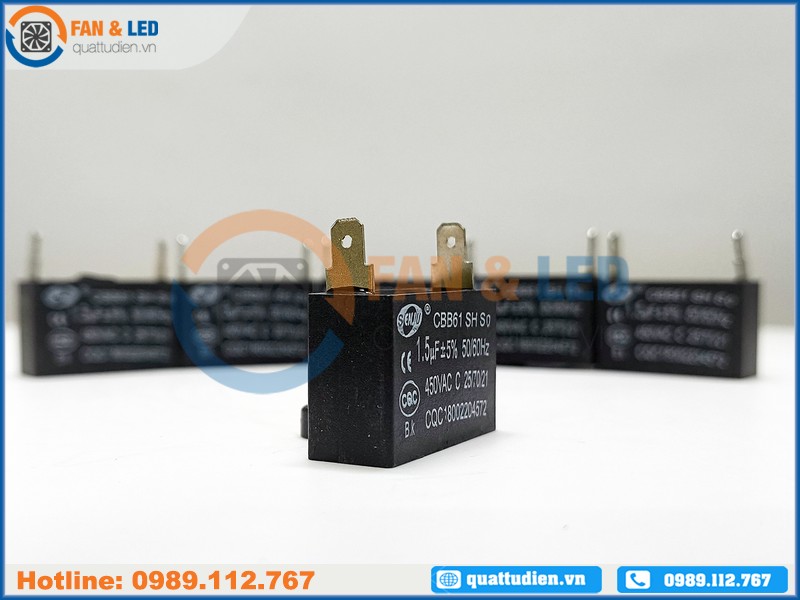 Tụ điện SENJU CBB61 1.5uF, 450VAC Giắc cắm