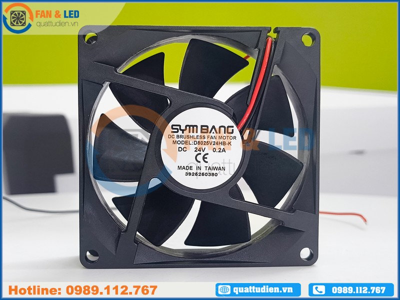 Quạt SYMBANG D8025V24HB-K, 24VDC, 80x80x25mm