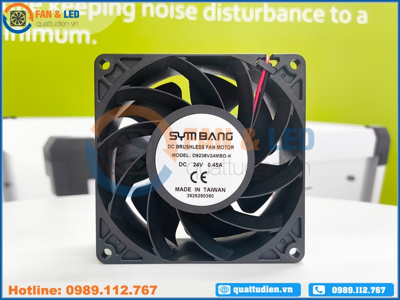 Quạt SYMBANG D9238V24MBD-K, 24VDC, 92x92x38mm