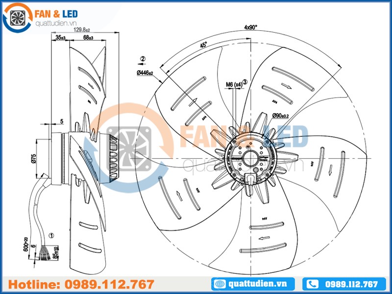 Quạt EBMPAPST A4D450-AP01-01, 230/400VAC, 450mm