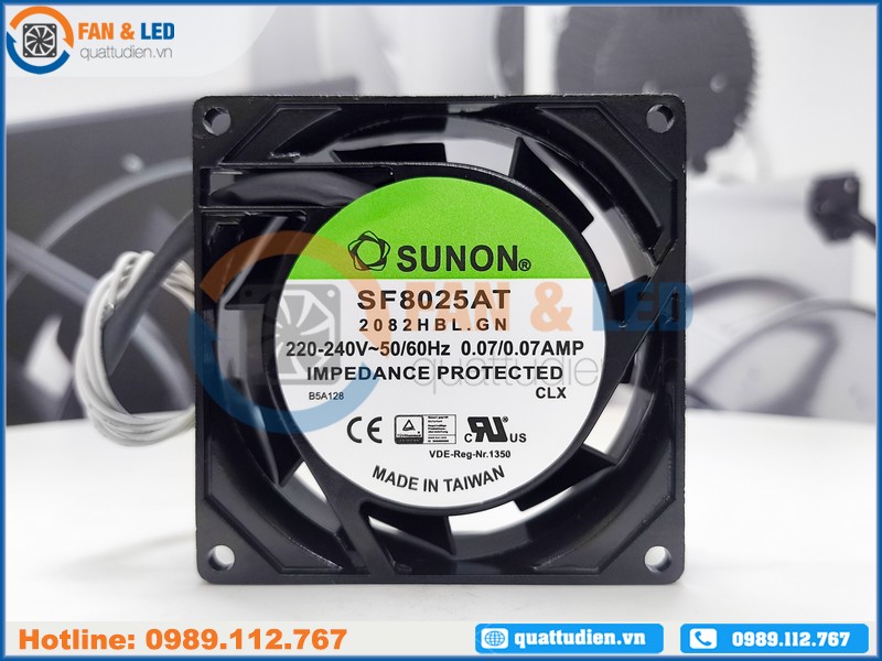 Quạt SUNON SF8025AT-2082HBL.GN, 220-240VAC, 80x80x25mm