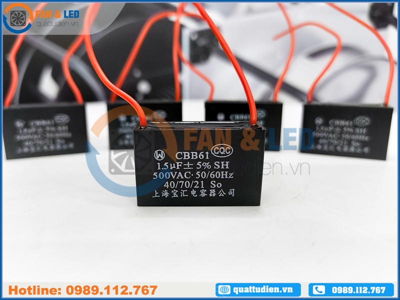 Tụ điện CBB61 1.5uF, 500VAC Dây cắm