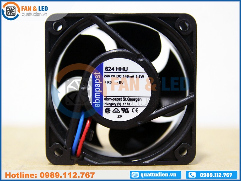 Quạt EBMPAPST 624HHU, 24VDC, 60x60x25mm