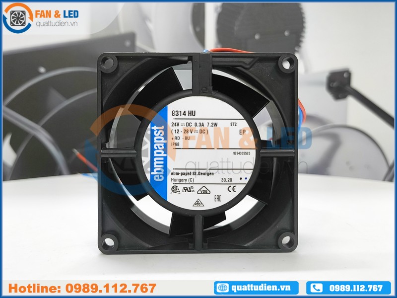 Quạt EBMPAPST 8314HU, 24VDC, 80x80x32mm