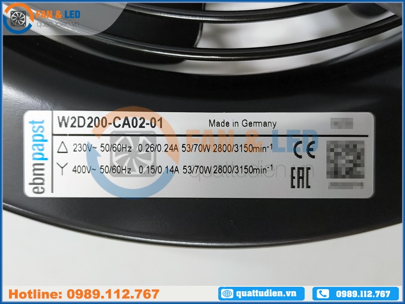 Quạt EBMPAPST W2D200-CA02-01, 230/400VAC, 200mm