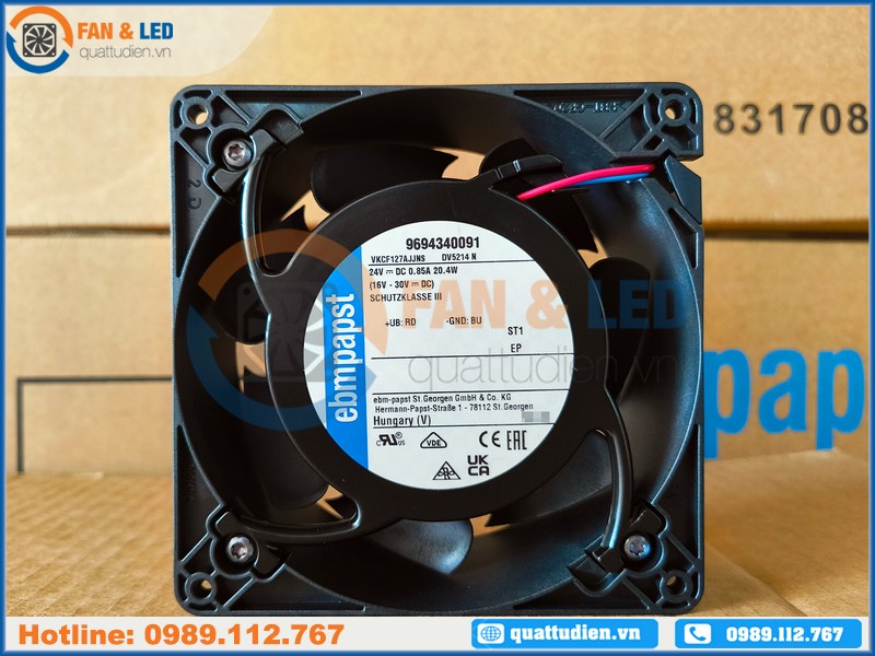 Quạt EBMPAPST DV5214N, 24VDC, 127x127x38mm