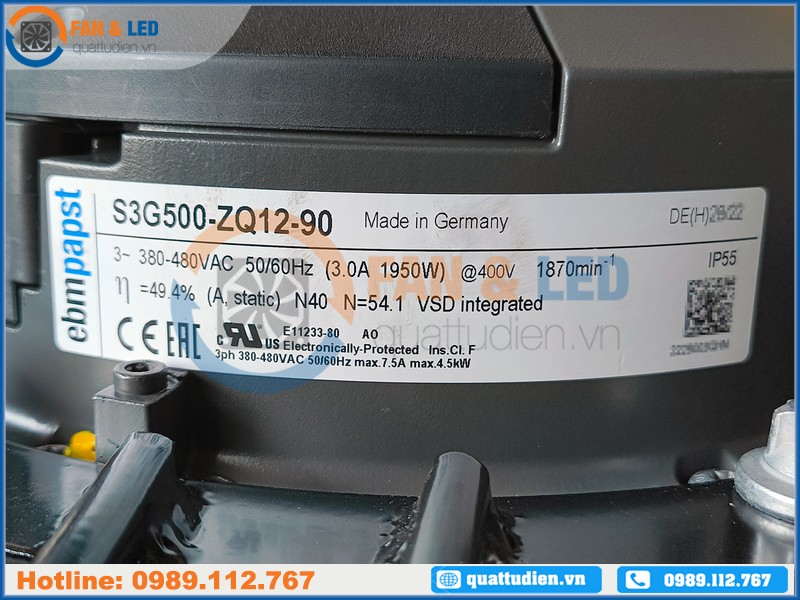 Quạt EBMPAPST S3G500-ZQ12-90, 3 Pha, 380~480VAC, 500mm