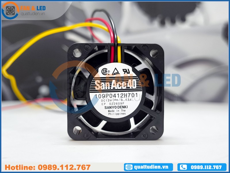 Quạt SANYO DENKI 109P0412H701, 12VDC, 40x40x15mm