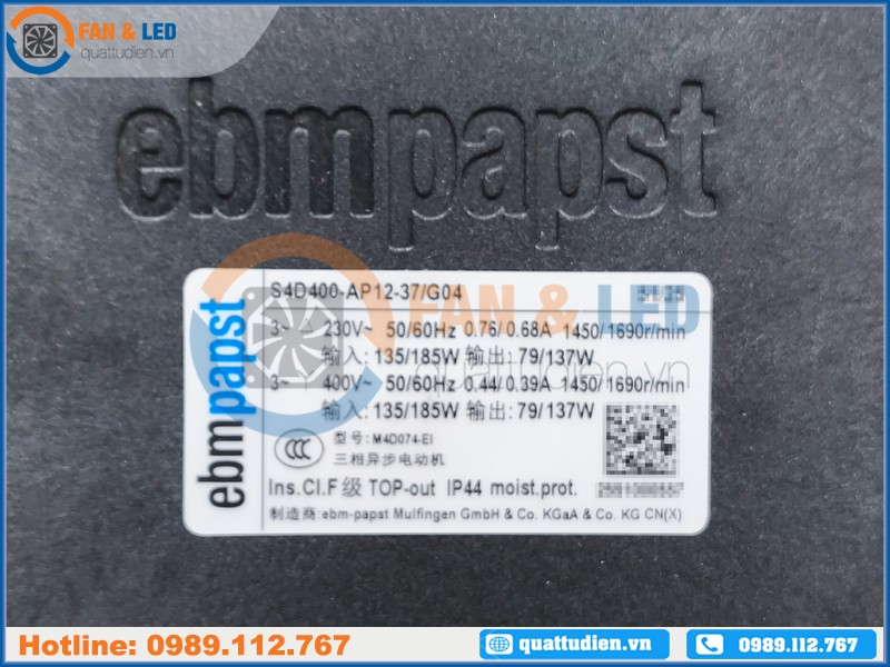 Quạt EBMPAPST S4D400-AP12-37/G04, 230/400VAC, 400mm