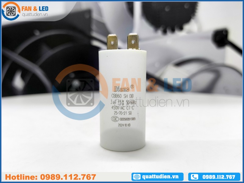 Tụ điện Dianz CBB60 3uF, 450VAC Giắc cắm
