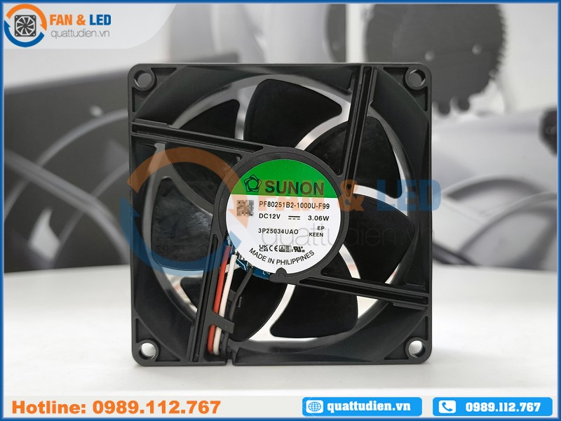 Quạt SUNON PF80251B2-1000U-F99, 12VDC, 80x80x25mm