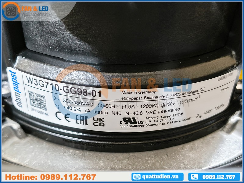 Quạt EBMPAPST W3G710-GG98-01, 400VAC, 710mm